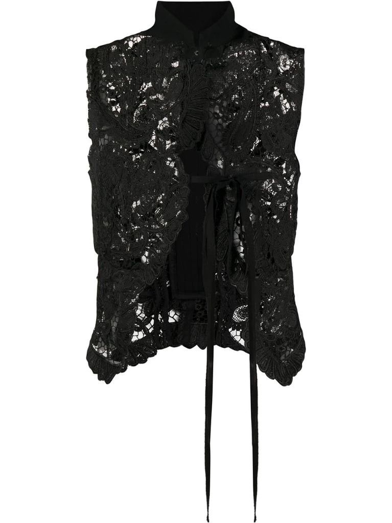 floral lace fitted vest