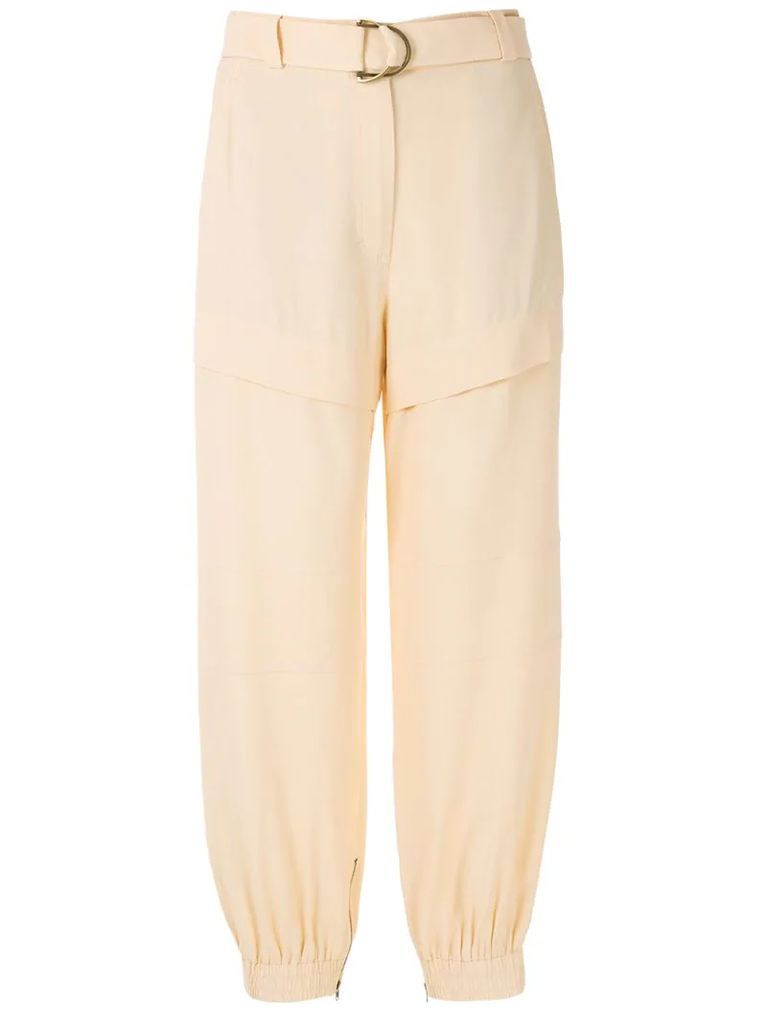 belted straight trousers