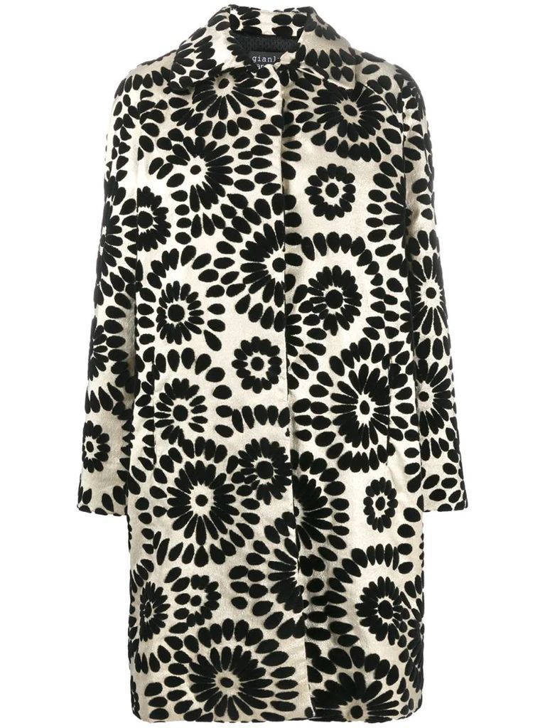 geometric floral print coat
