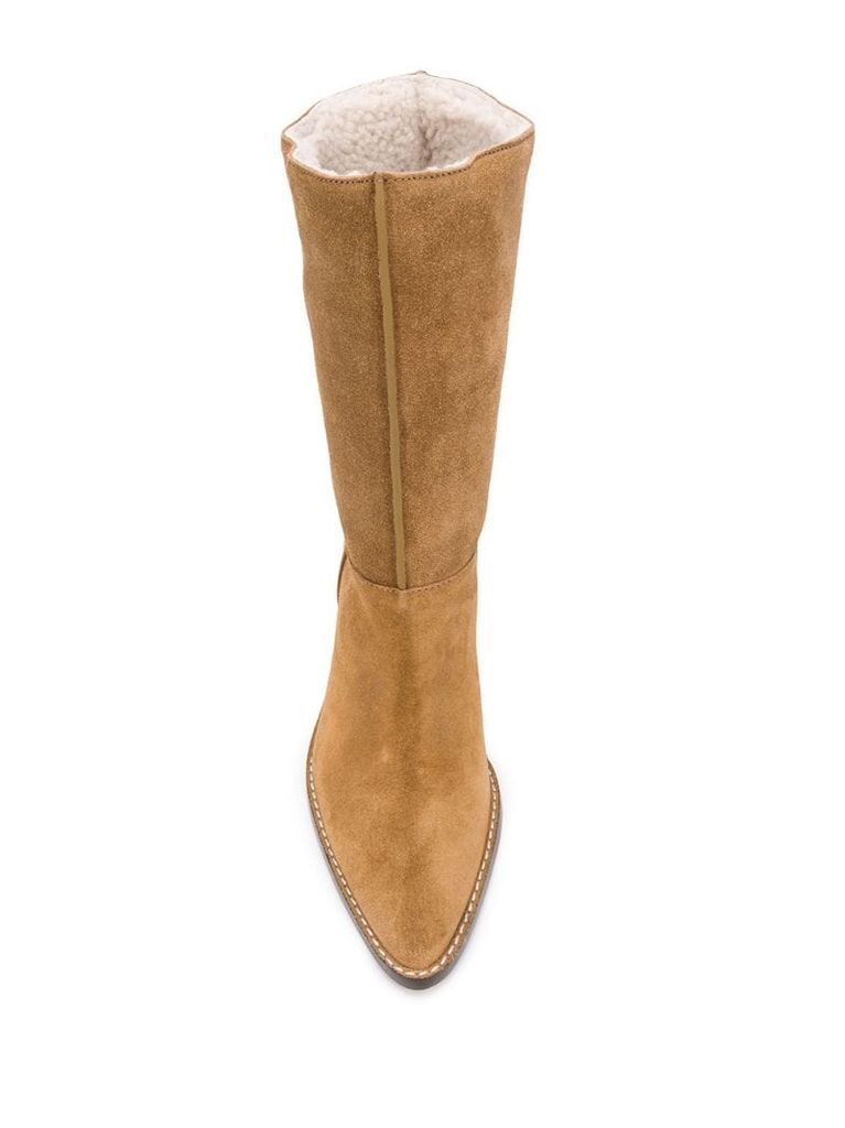 shearling pointed-toe boots