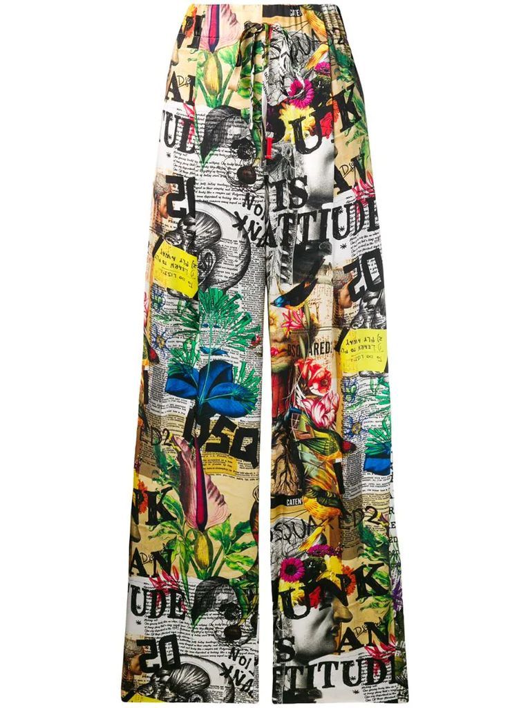 all-over print palazzo trousers