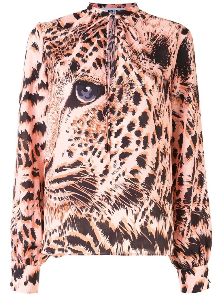 graphic print longsleeved blouse