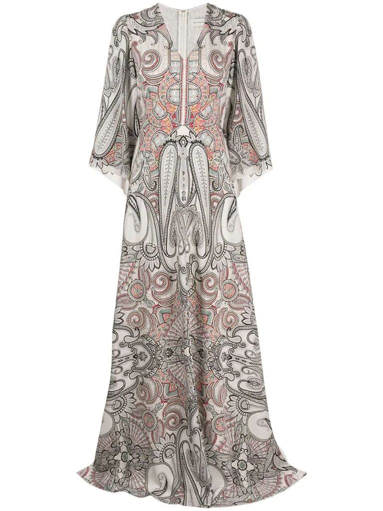 paisley-print silk maxi dress