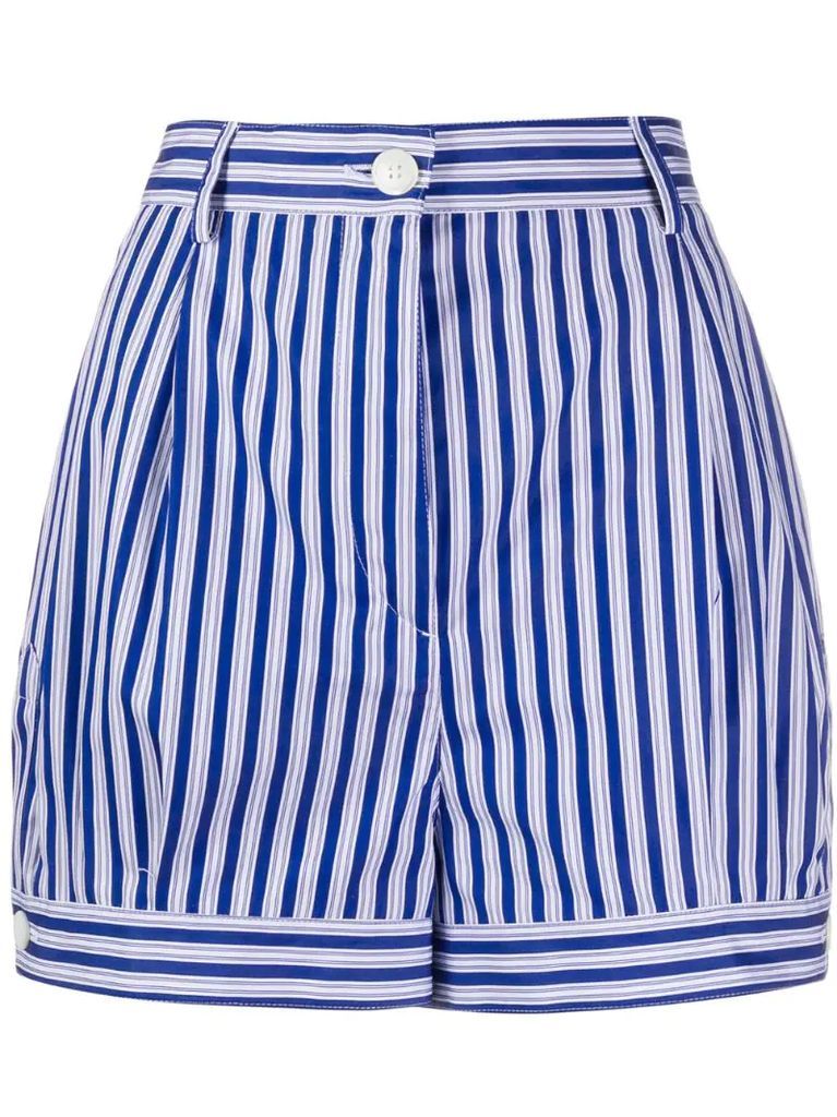 striped high-waist shorts