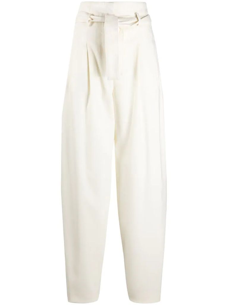 paperbag high-waist trousers