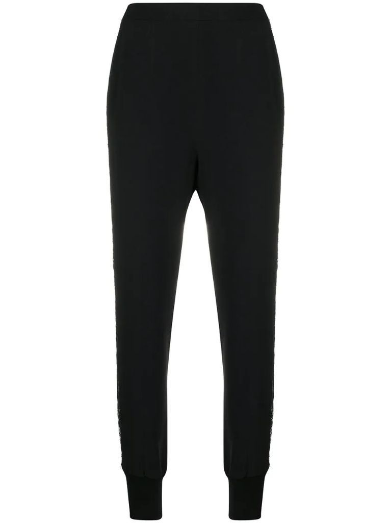 lace cut-out tapered trousers