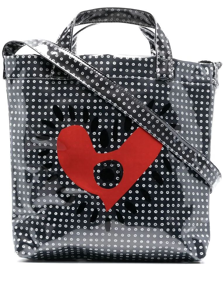 heart print tote bag