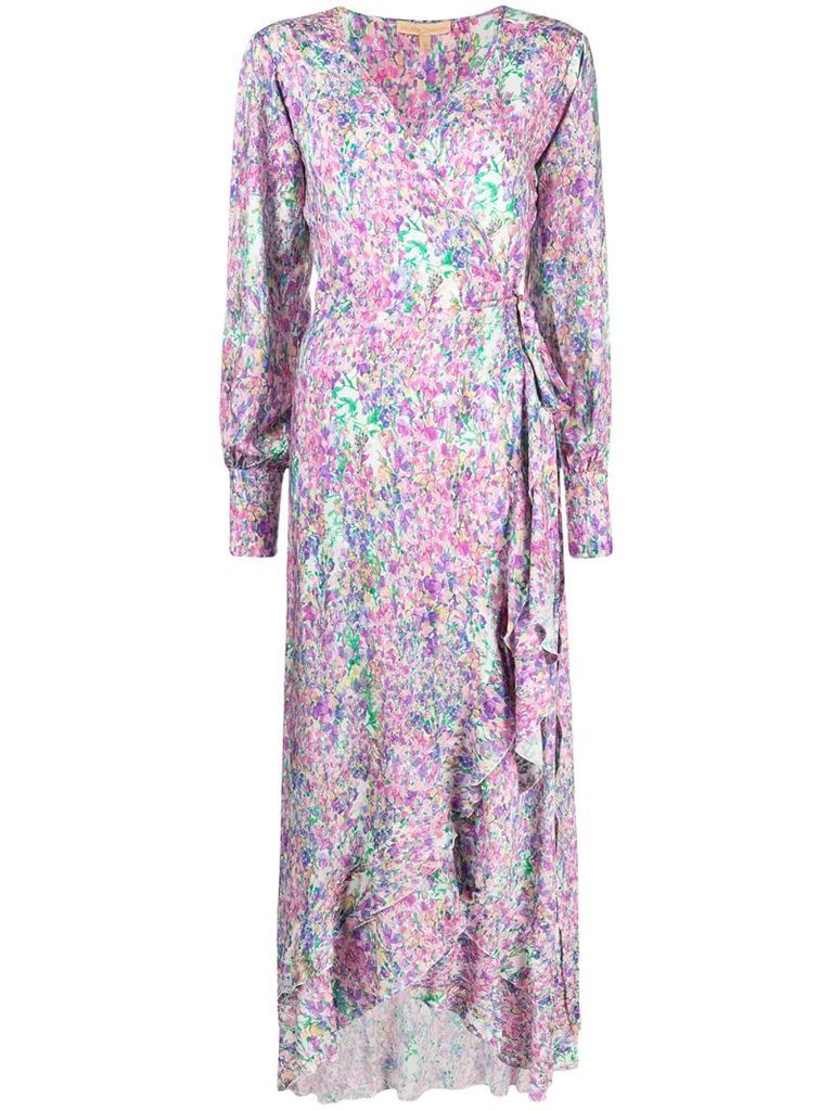 floral-print long-sleeved maxi dress
