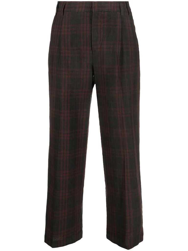 check pattern tailored trousers