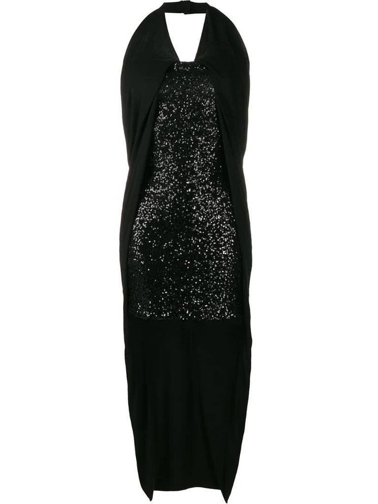 high low sequinned dress