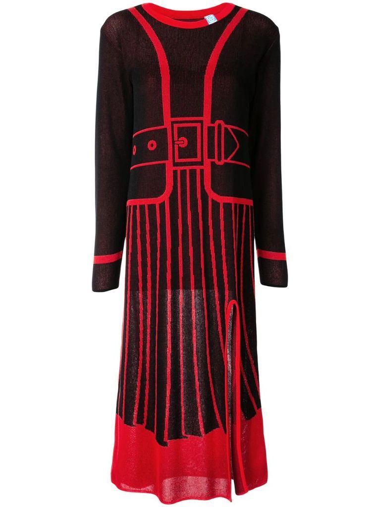 intarsia knit long-sleeved dress