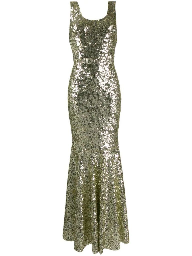 sequin embroidered long gown