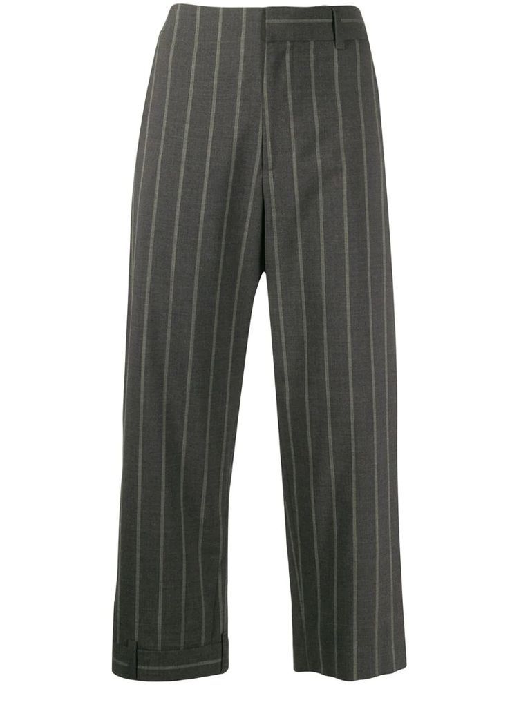 cropped pinstriped trousers