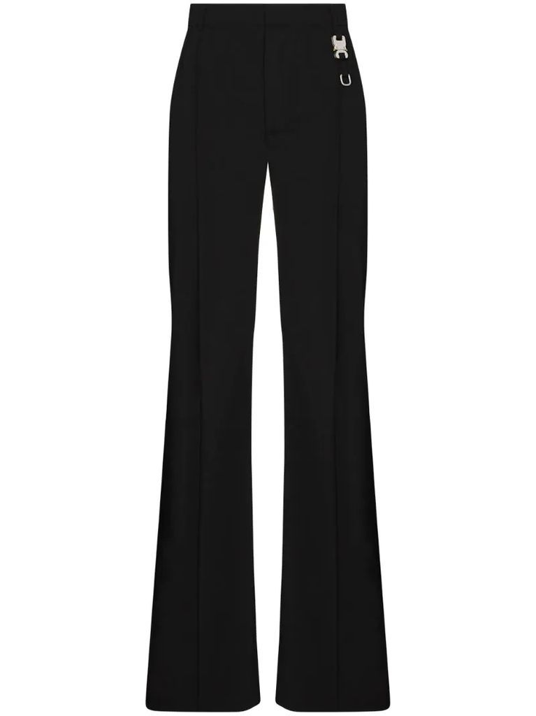 buckle detailed flared trousers