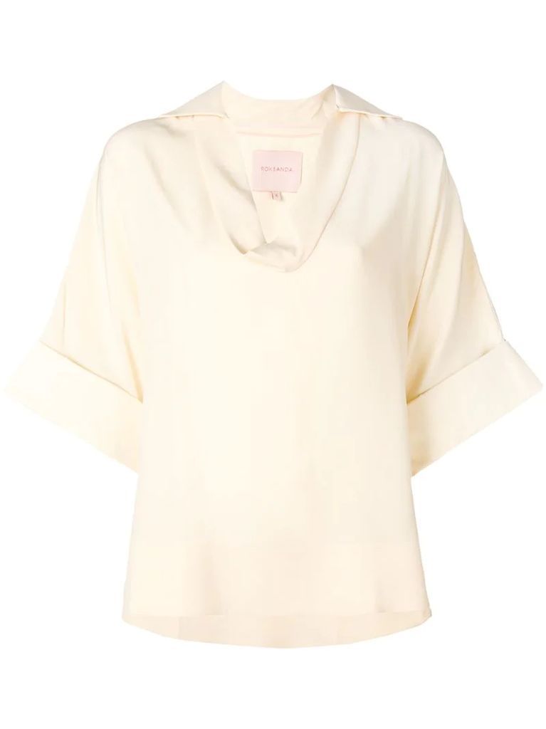 oversized short-sleeve blouse
