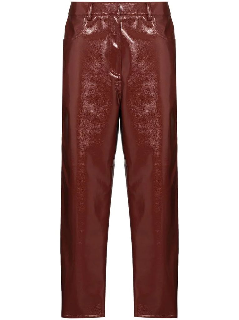 patent-effect cropped trousers