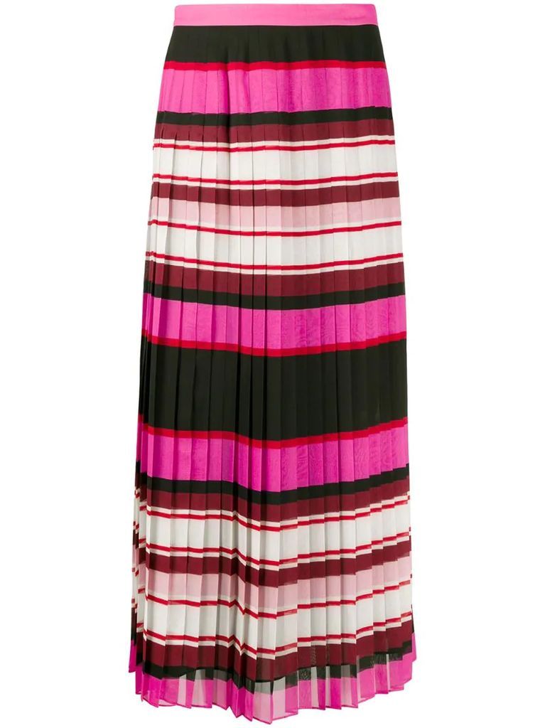 striped pleated silk skirt