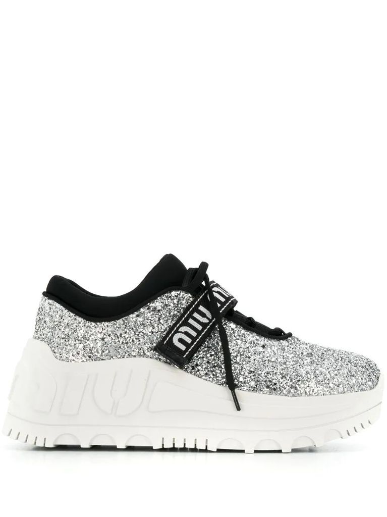 glitter chunky sole sneakers