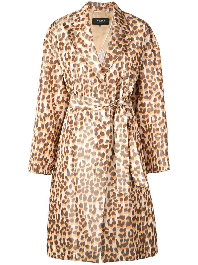 leopard print belted coat