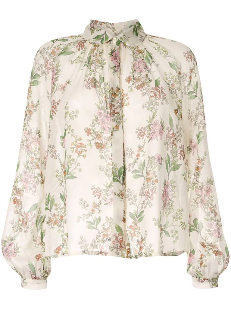 floral embroidered silk blouse