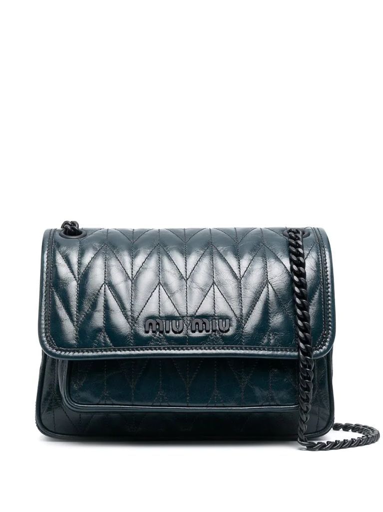 quilted shiny leather shoulder bag