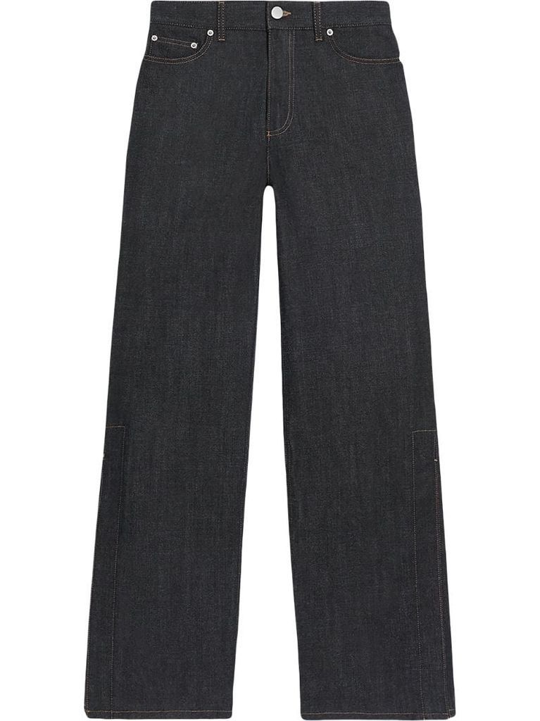 slit-detail wide leg jeans
