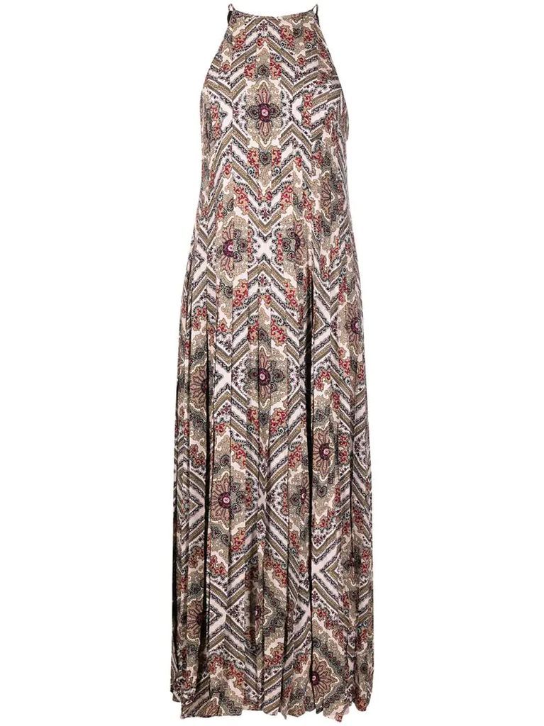 paisley-print pleated dress