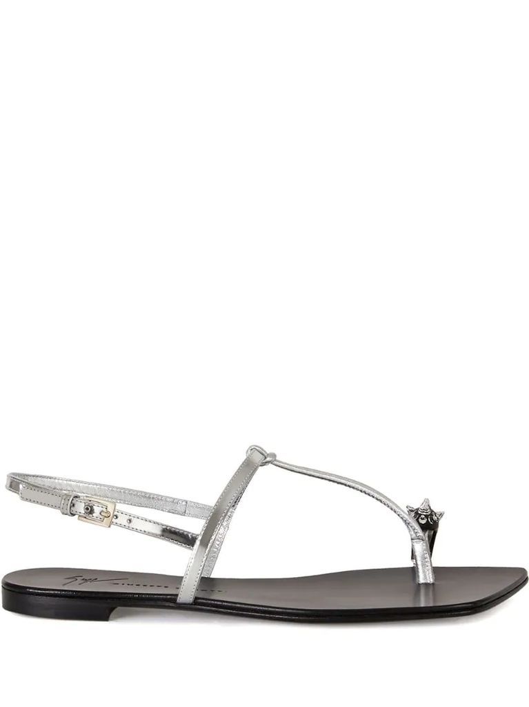 Calipso metallic thong sandals