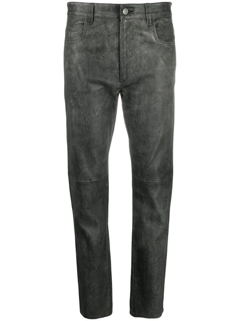coated mid-rise skinny jeans