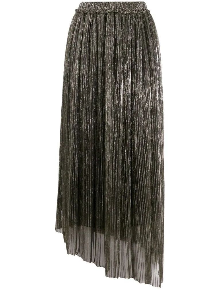 asymmetrical metallic pleated skirt