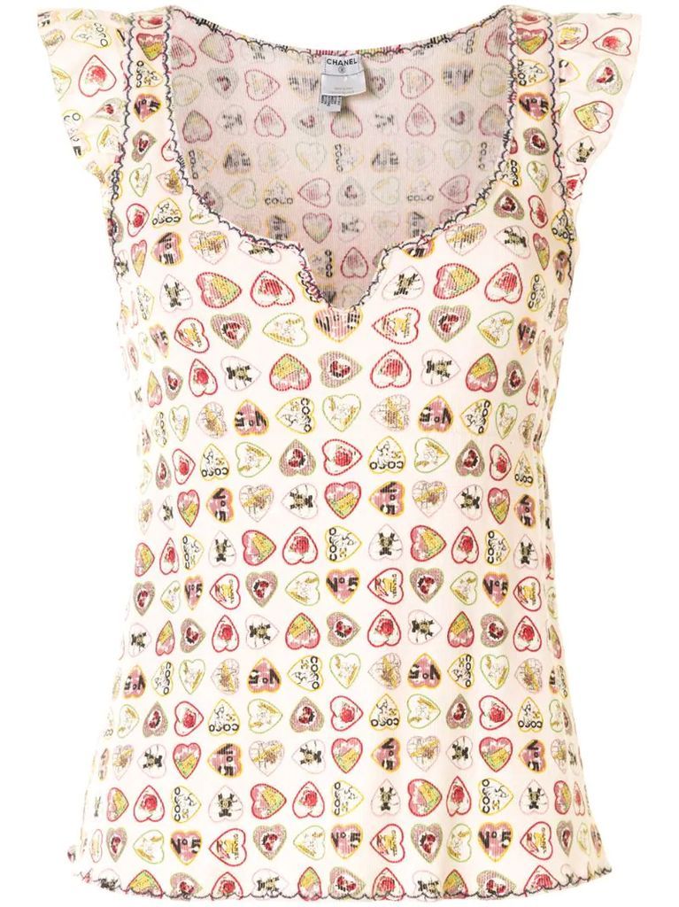 2006 heart logo print blouse