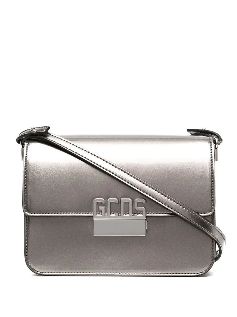 faux leather logo shoulder bag