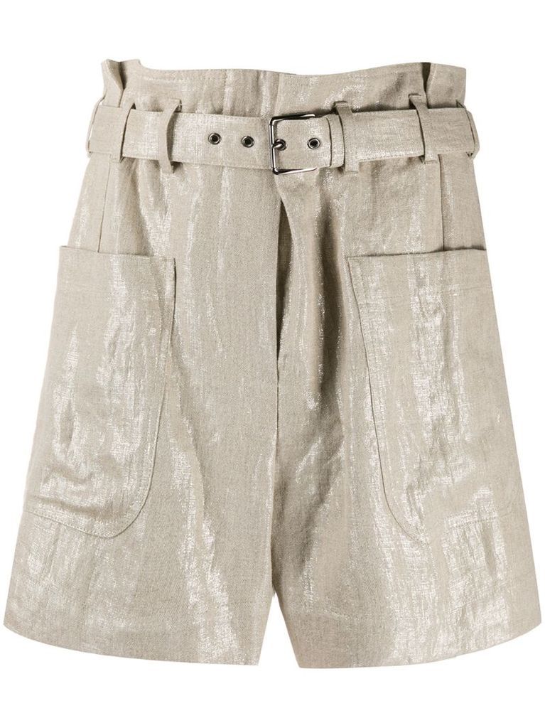belted high-rise shorts