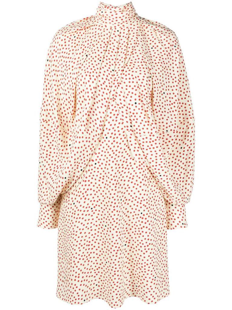 cape sleeve polka dot dress