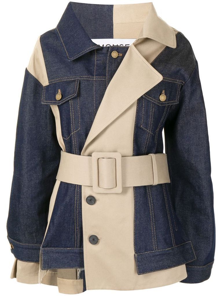 reconstructed denim trench jacket