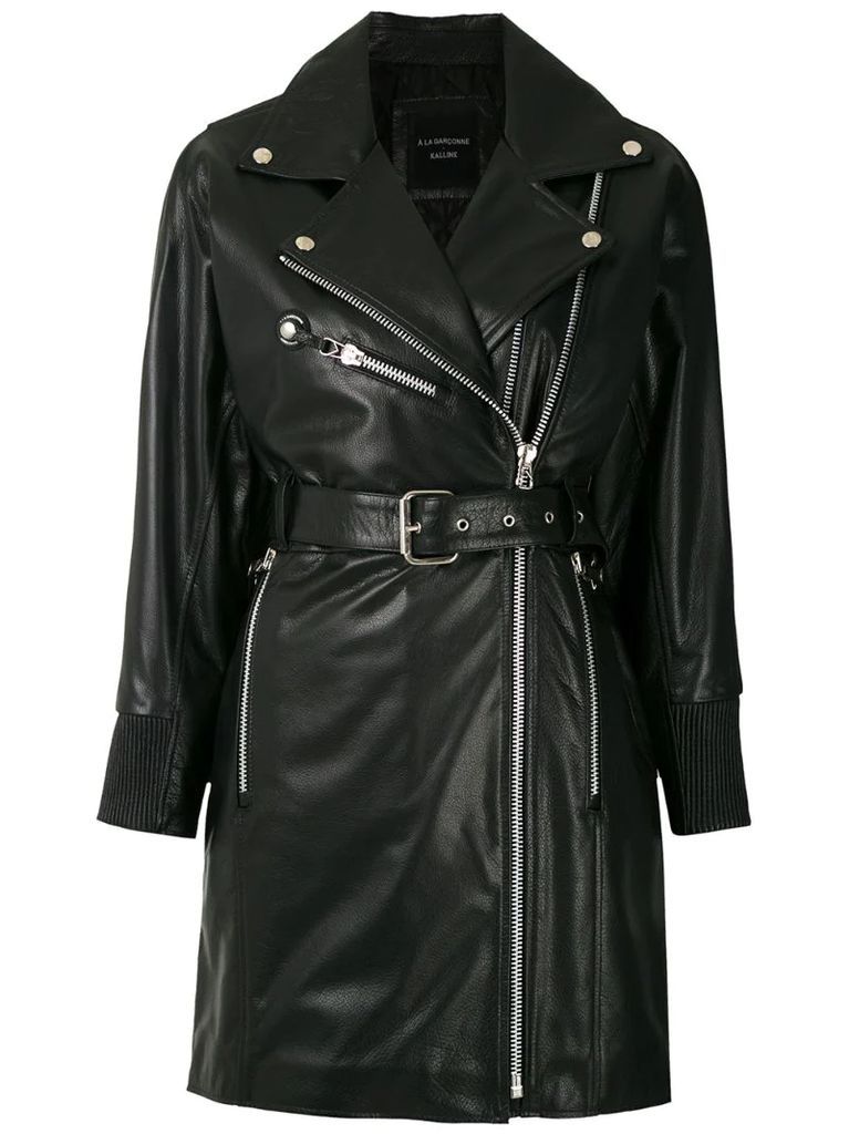 leather midi jacket