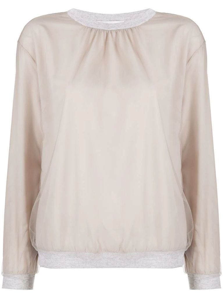 inside-out effect round neck sweatshirt