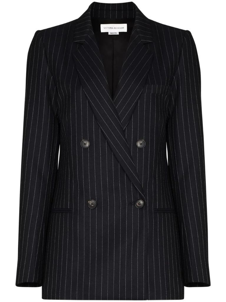 pinstripe pattern double-breasted blazer jacket