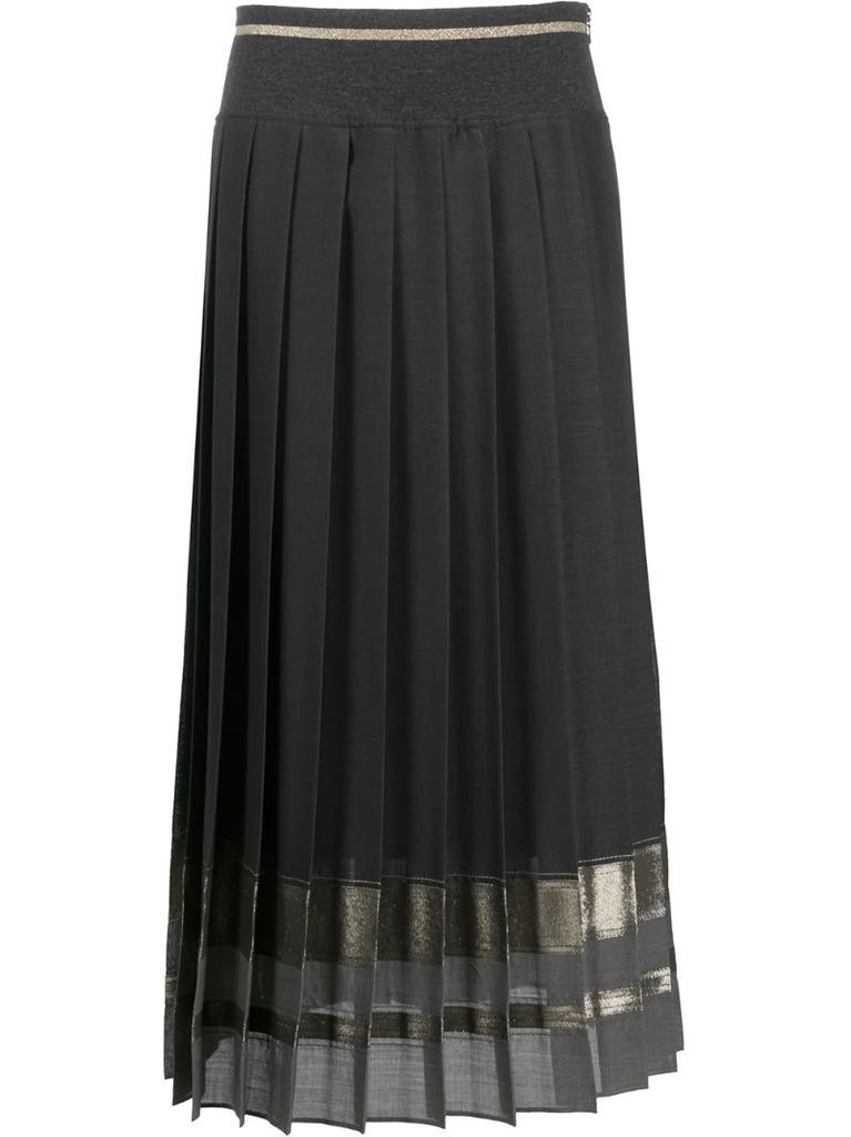 shiny stripe pleated skirt