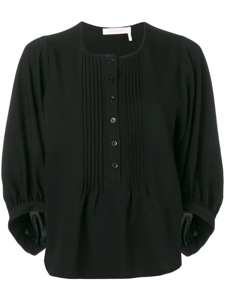 pleated bib blouse