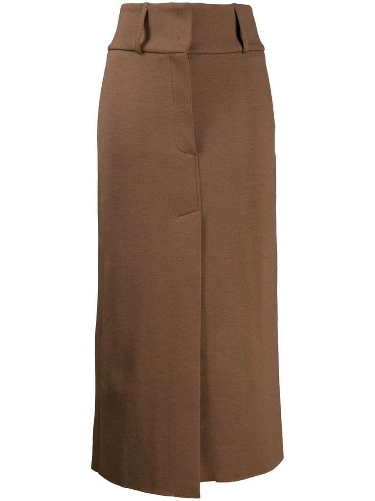 front slit high-waisted skirt
