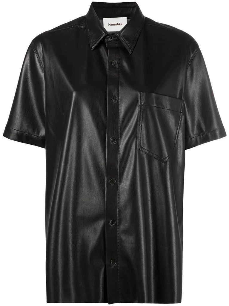 faux-leather shirt