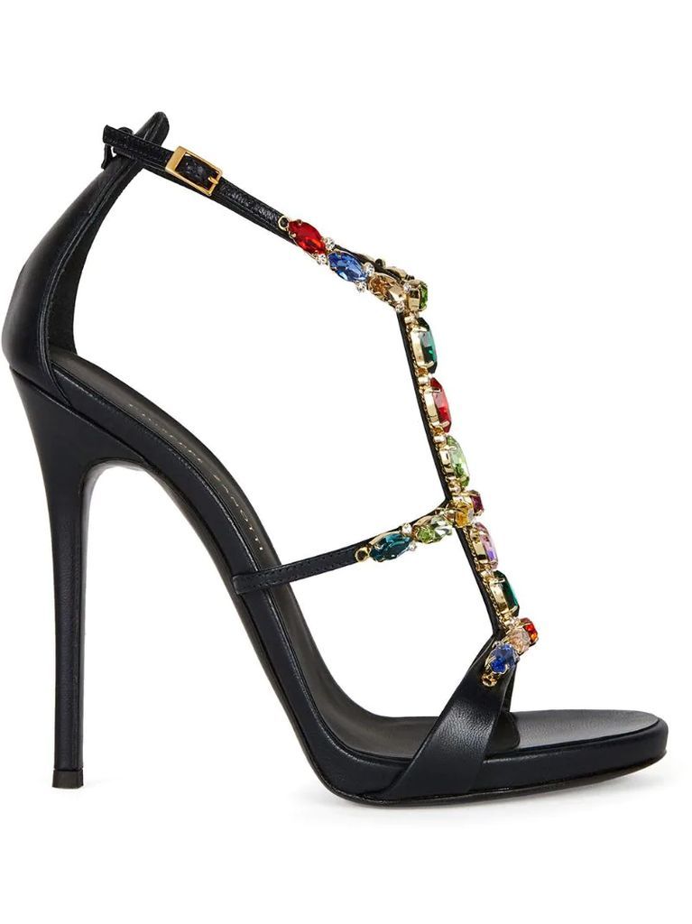 stiletto sandals with gemstone detail