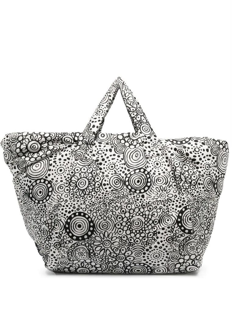 doodle-graphic print padded tote