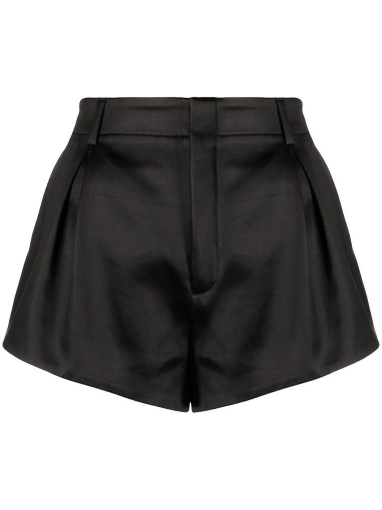 high-waisted pleat detail shorts
