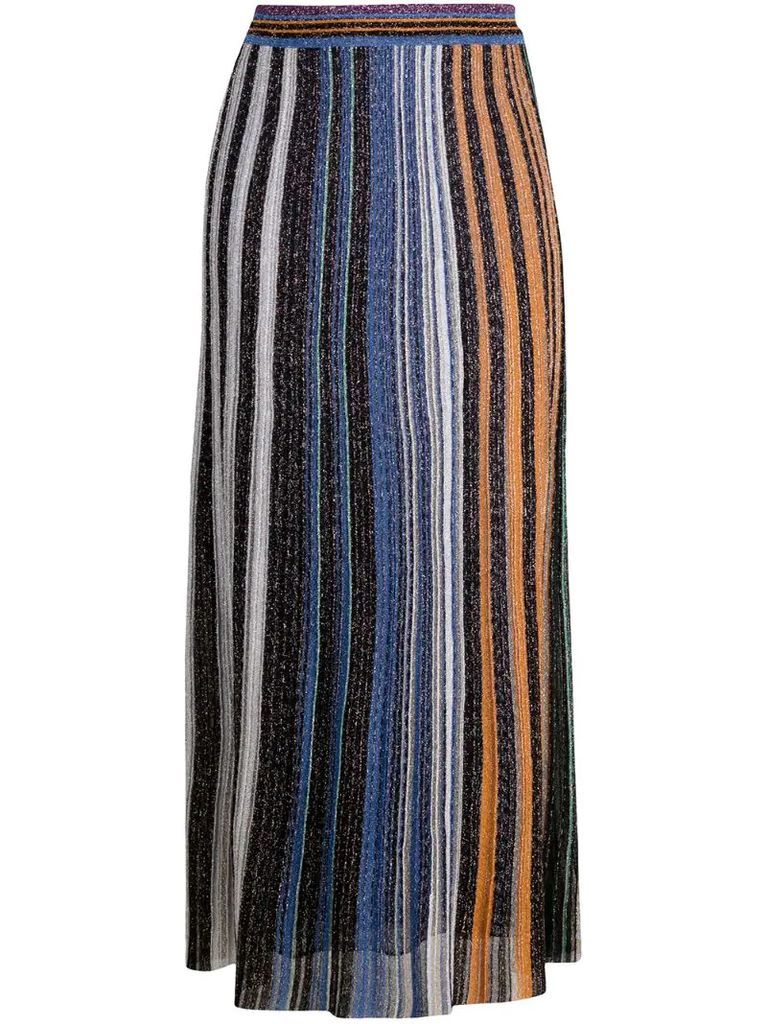 long vertical-stripe skirt