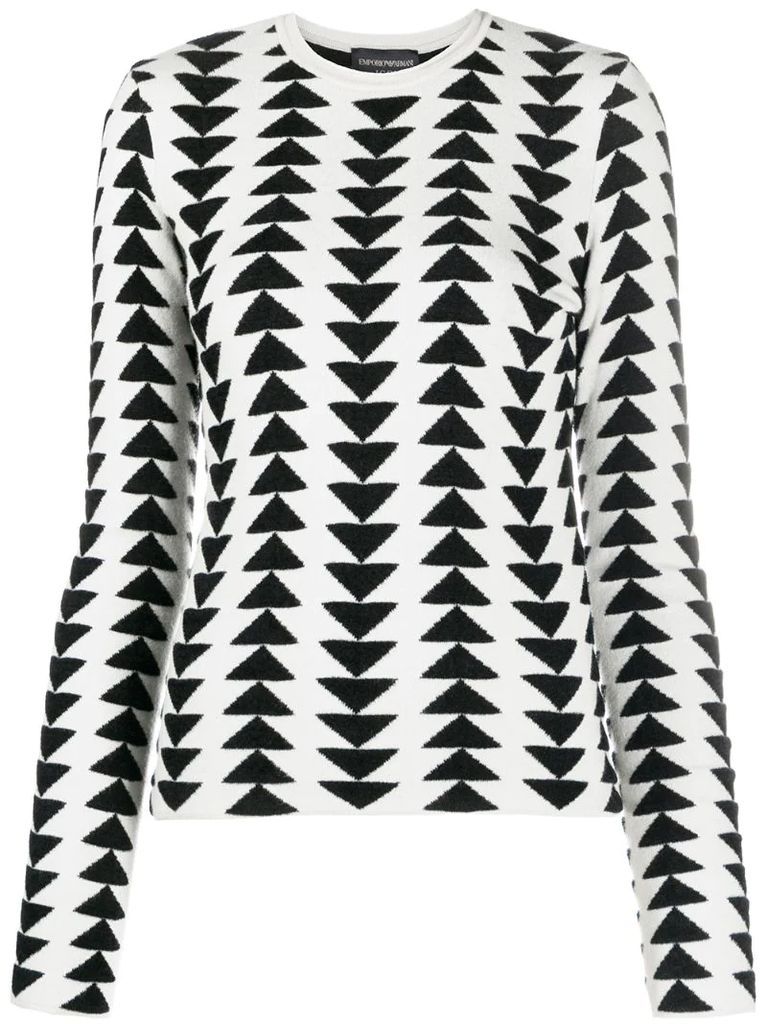 triangle pattern crew-neck pullover