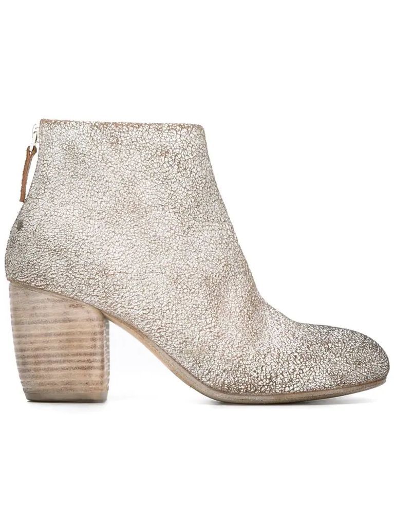 cracked design ankle boots