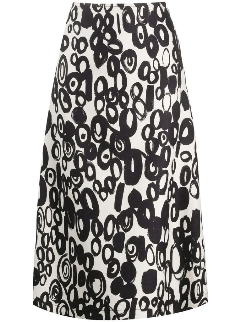 abstract-print A-line midi skirt