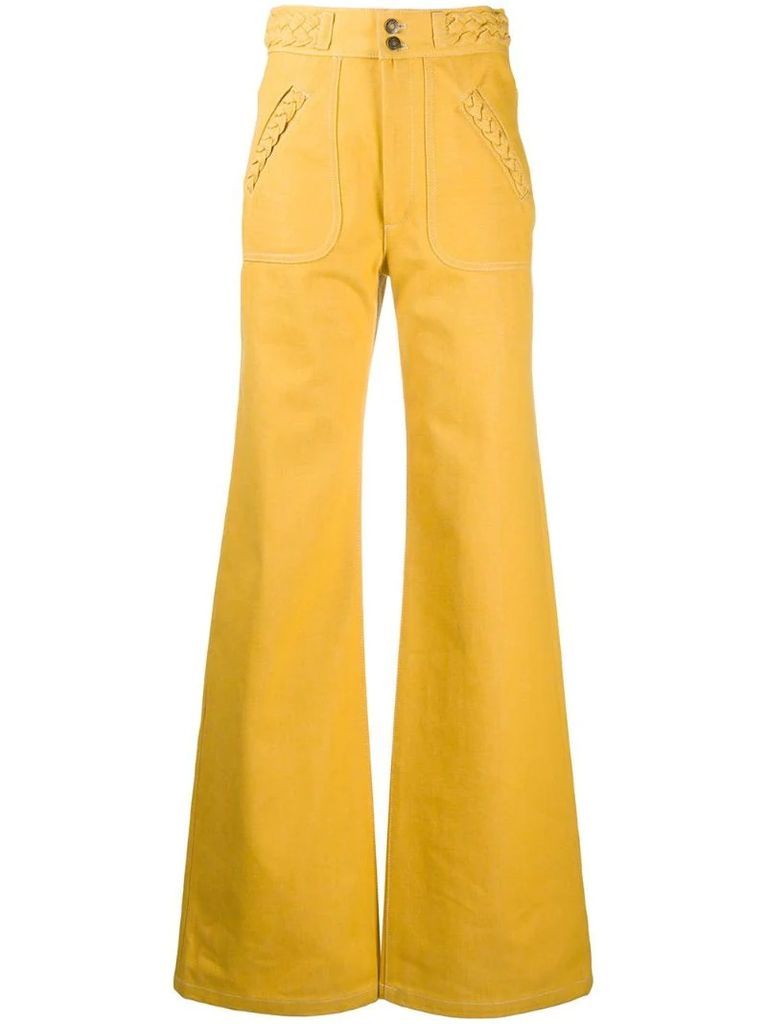 braided detail wide-leg trousers